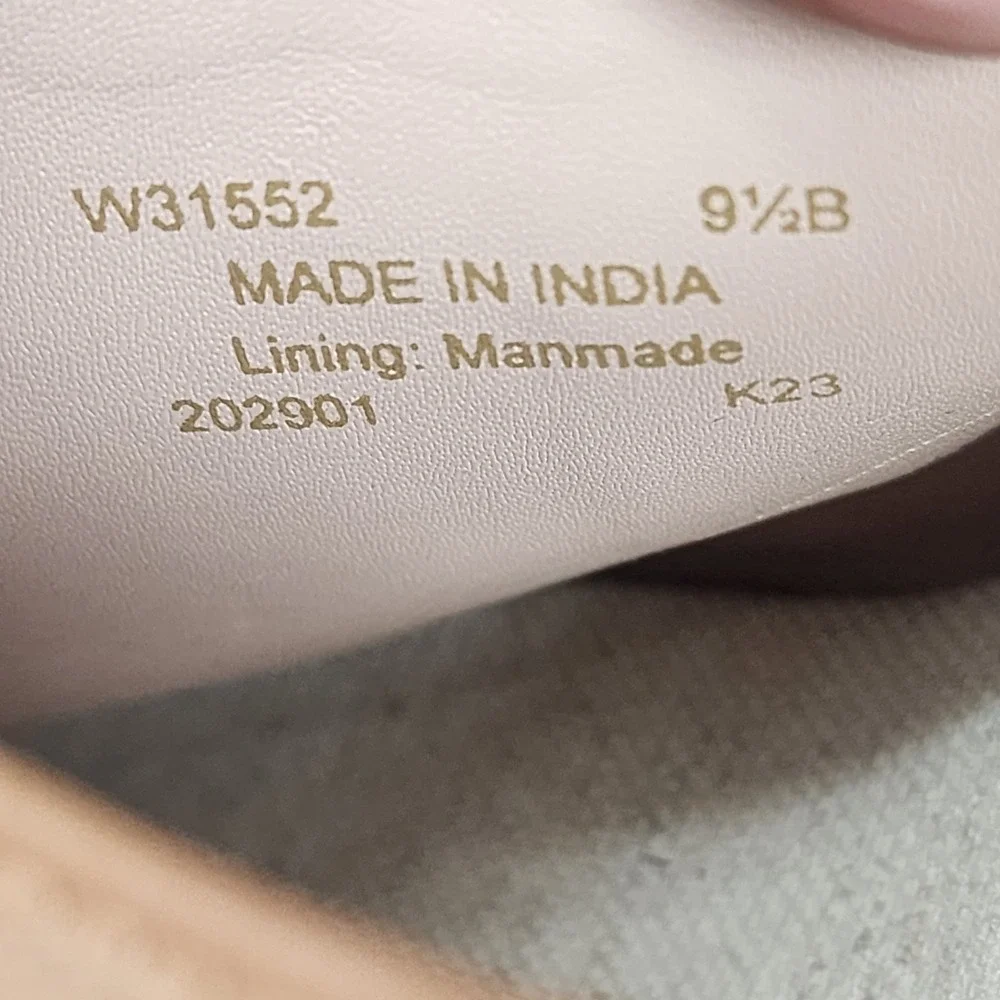 Cole Haan‎ Espadrille Wedge Sandals Tan Suede Peep Toe Slide W31552 Womens 9.5 B
